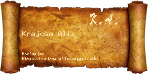 Krajcsa Aliz névjegykártya